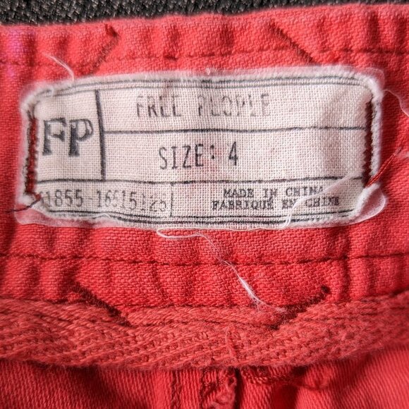 Free People Orange / Coral Cargo Shorts with Raw Hem - Picture 3 of 9